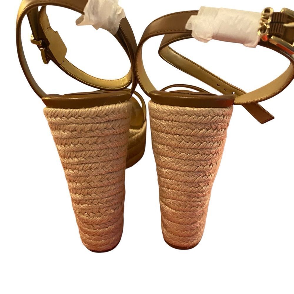 Michael by Michael Kors Leighton Brown Leather Wedge Sandals in Ladies Size 9.5M - Picture 4 of 7